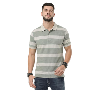 Mens Half Sleeve Cotton Striped Polo T-Shirt