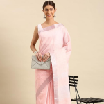 women's pure linen lurex zari woven saree