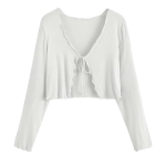 Cropped Tie-Front Shrug Cardigan