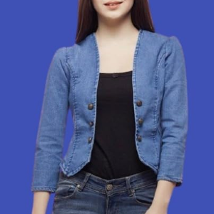 woman Jacket, Blue, Button Front
