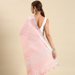 women's pure linen lurex zari woven saree
