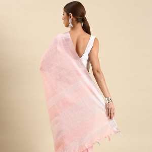 women's pure linen lurex zari woven saree