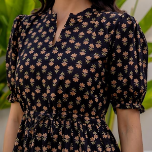 Length Midi Dress for Women Floral Print
