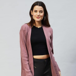 Cotton Rib Front Open Full Sleeve Shrug