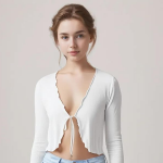 Cropped Tie-Front Shrug Cardigan
