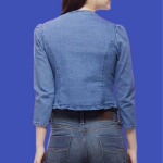 woman Jacket, Blue, Button Front