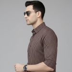 Mens Casual Formal Single Pocket Check Shirt