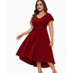 V-Neck High-Low Maxi Maxi Gown Dress