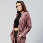 Cotton Rib Front Open Full Sleeve Shrug