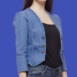 woman Jacket, Blue, Button Front