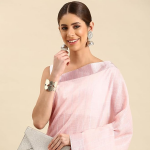 women's pure linen lurex zari woven saree