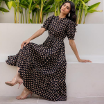 Length Midi Dress for Women Floral Print