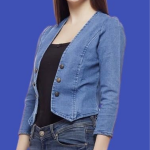 woman Jacket, Blue, Button Front